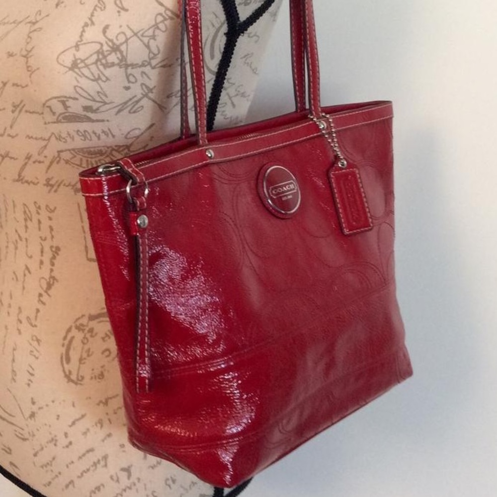 Patent Leather Red Signature Coach Purse